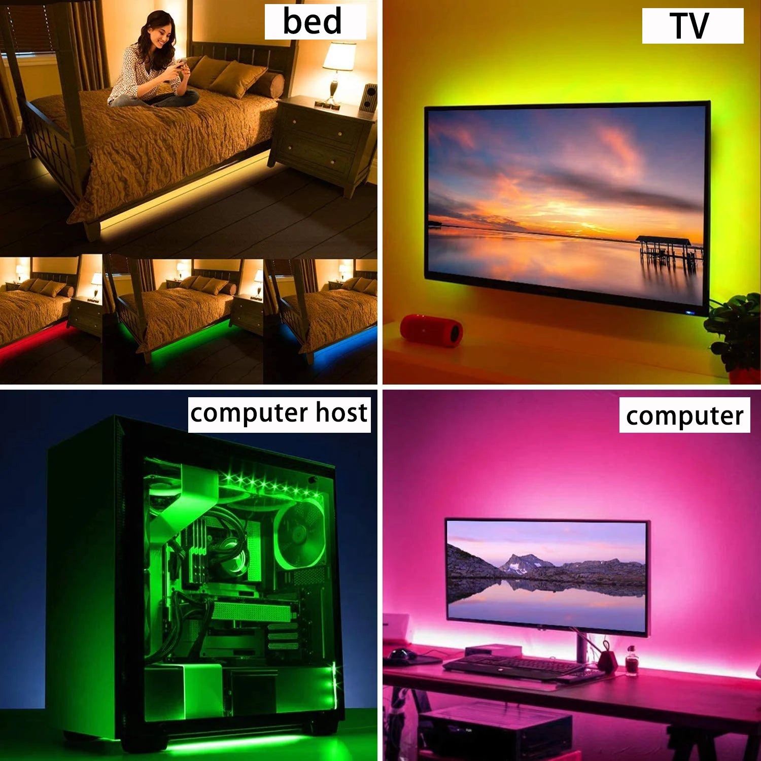 TV Backlight Music Sync USB Powered RGB LED Strip Light for 15 - 80 Inch TV, Mirror, PC