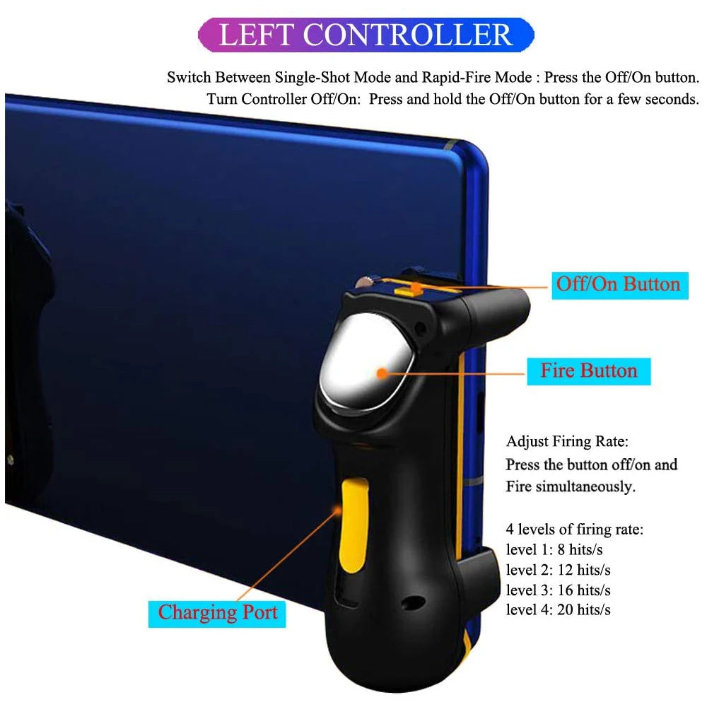 2025 Top Deals Adjustable Speed for PUBG Trigger Gaming Controller with Four-Finger Touchscreen Button Joystick for Gamers